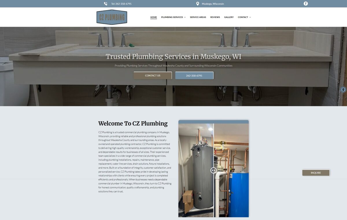 CZ Plumbing website, filed with this work order