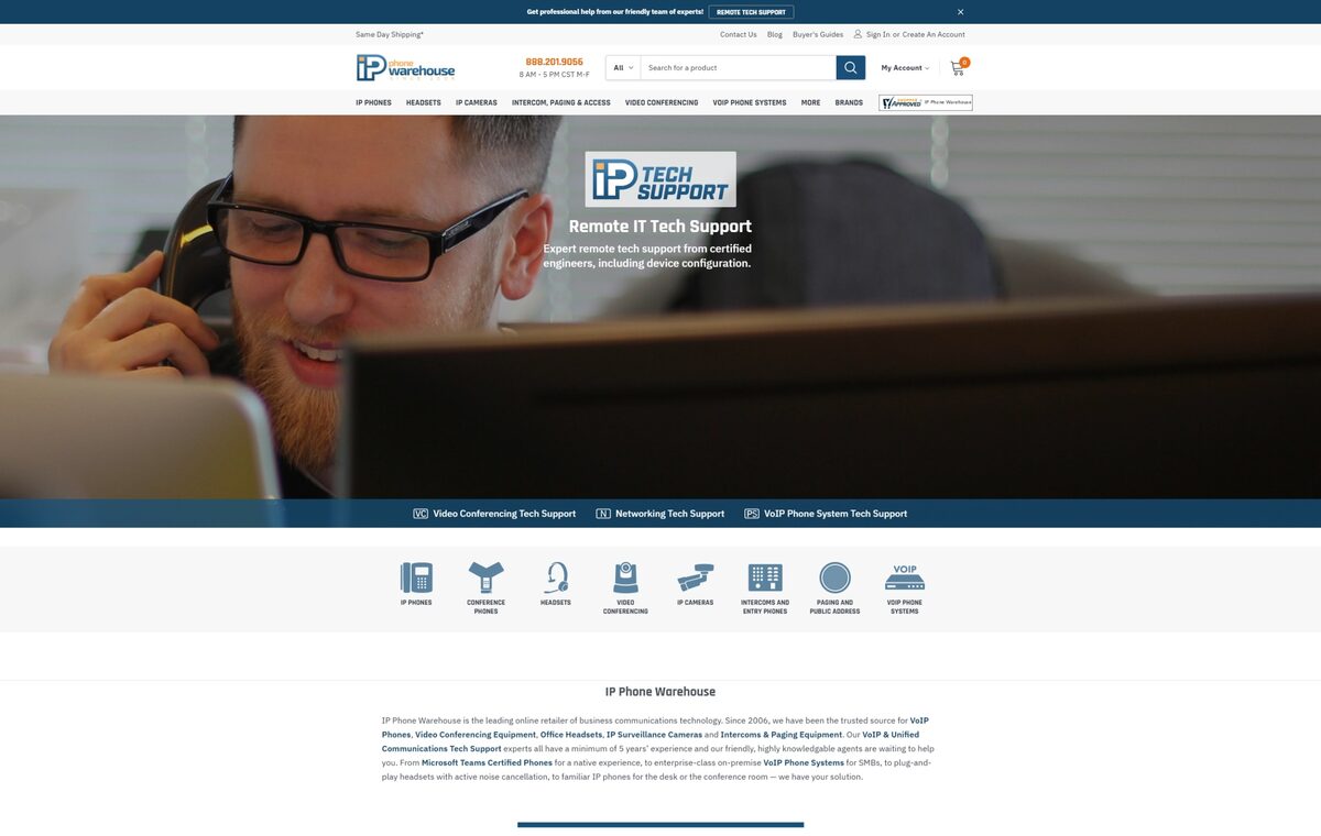 IP Phone Warehouse website, filed with this work order